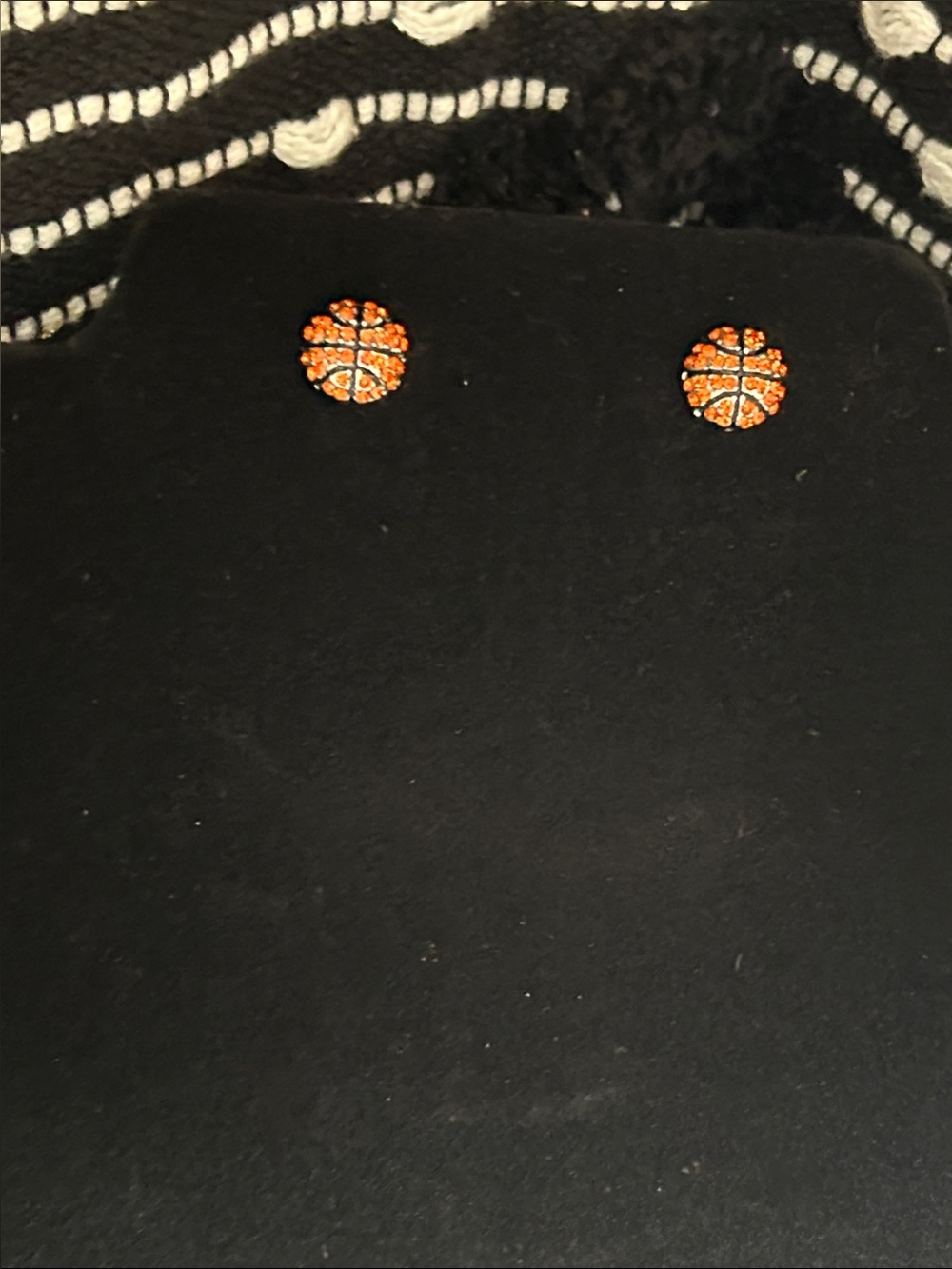 Orange Crystal Basketball Stud Earrings - Sparkling Sporty Style